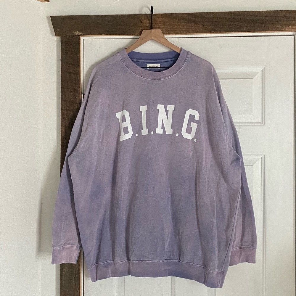Anine Bing Tyler Sweatshirt in Washed Lavender - Picture 4 of 6